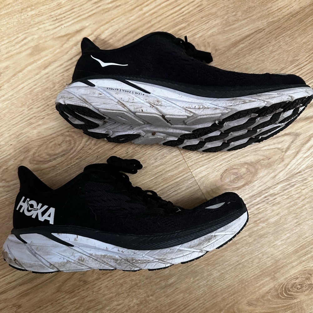 Hoka Black and White Athletic Sneakers